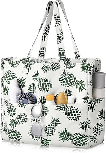 Große Strandtasche xxl mit Reißverschluss Ananas Große Badetasche Wasserdicht Strandtasche xxl Familie Extra Groß Schwimmbadtasche Tasche Leopardenmuster Shopper Groß Schwimmbad Tasche Schwimmtasche