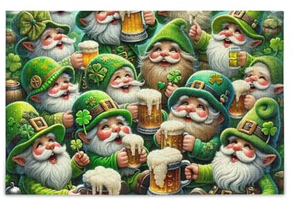 1000 Pieces Puzzles for Adults - St Patrick's Day Gnomes Green Jigsaw Puzzle - Family Entertainment Leisure Fun Interactive, Relaxing Holiday Puzzles