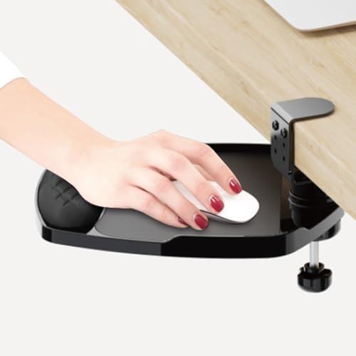 YANGHX Ergonomic Under Desk Mouse Platform Tray Rotating 360° Adjustable Computer Desk Extender Wrist Rest Mouse Pad Wrist Support
