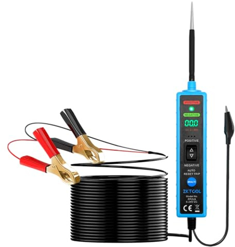 ZKTOOL LED Power Circuit Probe Automotive Electrical System Tester | DC 6-24V Car Circuit Tester. Identify Polarity, Find Short Circuits & Activate Components with Built-in Test Light.