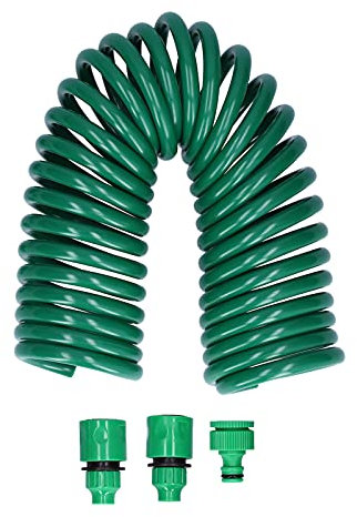 7.5m Coil Garden Hose, Retractable Coiled Water Hose Water Pipe Sprayer Connector for Outdoors Lawn Watering Car Washing