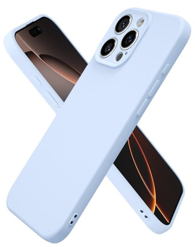 oakxco for iPhone 16 Pro Case Silicone, Ultra Slim Thin Phone Case for Women Girls, Plain Solid Color Minimalist Aesthetic Cute Girly Design, Soft Rubber Gel TPU with Camera Cover, Light Blue