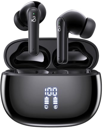 Cuffie Bluetooth, Auricolari Bluetooth 5.4 Stereo HiFi con 6 HD Mic, Cuffie Wireless 50 Ore LED Display, in Ear Cuffiette Bluetooth con Cancellazione Rumore, Cuffie Senza Fili IPX7 Impermeabile