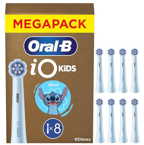 Oral-B iO Aufsteckbürsten Kids 6+ Disney Stitch, Blau, 8 Stück | Original Zahnbürstenaufsatz für Elektrische Zahnbürste Kinder ab 6 Jahren, Sanft zu Zähnen Und Zahnfleisch