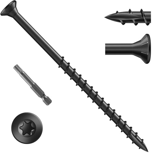 Zynthor 80Pcs 4.8 x 90mm Decking Screws, Black Wood Screws | Heavy-Duty Outdoor Torx Drive Head Deck Screw, Rust Resistant Coated for Timber, Fence, T25 Torx Bit