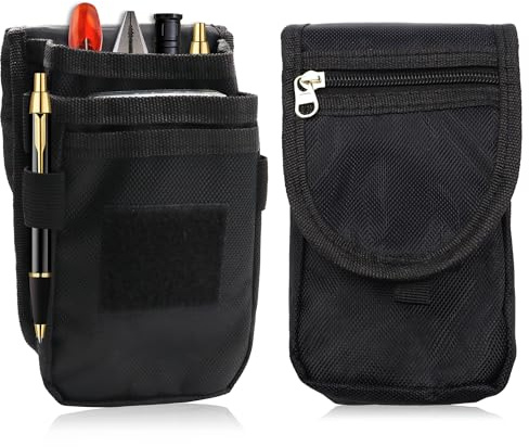 Black Tool Pouch with Belt Clip,Universal Tactical Pouch, Tool Phone Pounch | Belt Storage Bag for Multitool Organizers, Heavy Duty Nylon Tool Phone Holster with Zipper for Hiking, Camping, Jogging