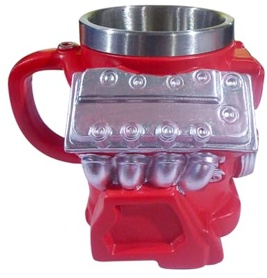 V8 Motor Mug - Resin Coffee Mug for Men, Mechanics and Car Enthusiasts | Breakfast Mug with 3D Motor Design for Home, Office and Travel | Gift U