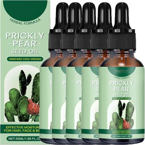 Olio di fico d'India, olio di semi di jojoba, oli per il viso per donne, rassodante e idratante, oli multifunzionali, leggero e non grasso, adatto per capelli, pelle, viso, corpo. (5 pezzi)