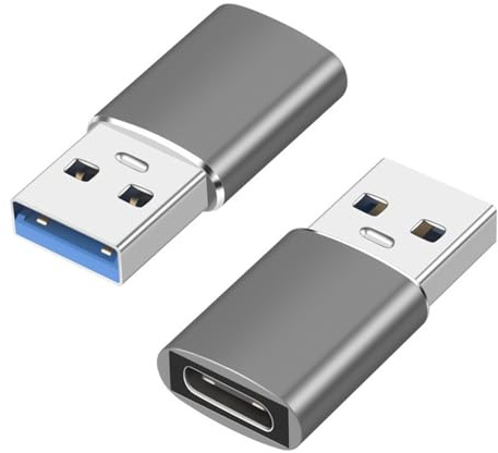 2 Piezas Adaptador USB C Hembra a USB Macho, USB tipo C a USB 3.1 Gen 2 OTG 10Gbps Carga rápida para MacBook PC Portátil Cargador Sin Driver Transferencia de Datos Alta Velocidad Dispositivos Tipo C