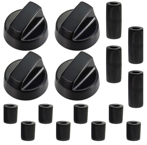 Oven Control Knobs Replacement Set, 4 Pcs Switch Dials for 6mm 8mm Shafts, Cooker Hobs Parts Black White(Black)