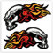 SkinoEu® 2 Stück Vinyl Aufkleber Autoaufkleber Schädel Totenkopf Mit Flammen Feuer Stickers Auto Moto Motorrad Fahrrad Helm Fenster Tür Tuning B 35