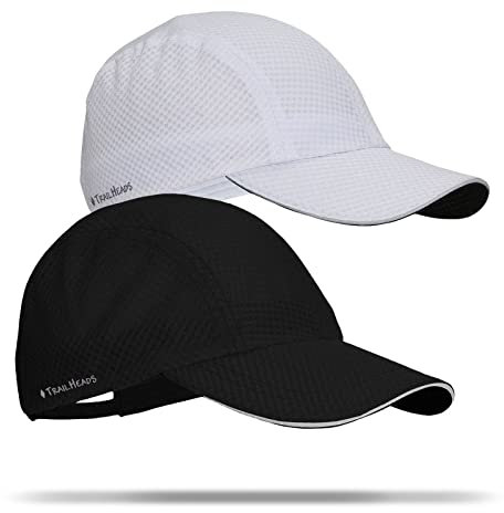 TrailHeads Race Day Performance Laufkappe – Kappe Herren – Leichte, Schnell Trocknende Herren Cap – Laufmütze Herren - Weiß & Schwarz 2er-Pack