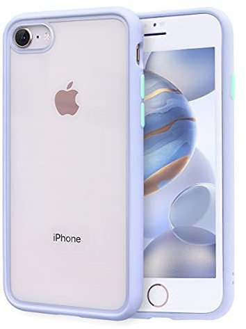 zelaxy Custodia Trasparente Case Compatibile per iPhone SE 2022 iPhone SE Iphone 7 Iphone 8 Cover Posteriore Rigida Antiurto Leggera con Bordi in Silicone + Protezione dello Schermo-Lila