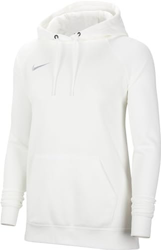 Nike CW6957-101 W NK FLC PARK20 PO Hoodie T-Shirt Donna White/White/Wolf Grey Taglia XL