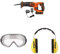 Black+Decker 18V Akku-Säbelsäge BDCR18, mit Akku + Ladegerät, inkl. 3M™ Schutzbrille für Werkzeugmaschinen 2890S, transparent und 3M™ Peltor™ Optime™ Komfort-Kapselgehörschutz H510A (87 bis 98 dB)
