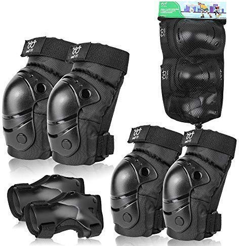 TXJ Sports Ginocchiere per bambini/ragazzi/adulti, gomitiere con protezioni per il polso, set da 6 pezzi per roller, skateboard, ciclismo, pattinaggio, bici, scooter, equitazione, sport, L