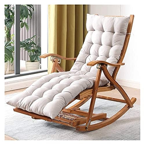 Klappbarer schaukelstuhl holz,Gepolstert Klapp Schaukelstuhl Relax Chair,Verstellbarer Stuhl Schaukelstuhl,tragbare Gartenliege Sonnenliege Strandliege Freizeitliege,Ergonomischer ( Color : White )