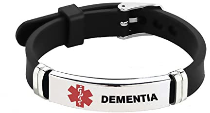 TGLS Medizinisches Notfall-ID-Armband für Damen und Herren, Notfall-Erste-Hilfe-Gesundheitswarnung, Lasergravur, satinloser Stahl, verstellbares Silikon-Armband, verstellbar, Silikon, Edelstahl