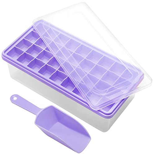 Food-grade Silicone Ice Cube Tray with Lid and Storage Bin for Freezer, Easy-Release 36 Small Nugget Ice Tray with Spill-Proof Cover&Bucket, Flexible Ice Cube Molds with Ice Container, Scoop Cover