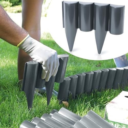 GardenPlast® PalGarden Rasenkante Gartenpalisade Palisade Beetumrandung Holzoptik - 10m, Anthrazit