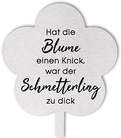 Green Rhino Blumenstecker Blume Hat die Blume einen Knick, war der Schmetterling zu dick | wetterfest | in Deutschland gefertigt | 28 x 10 cm