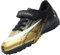 VLOOKST Football Boots Boys Astro Turf Trainers Kids Non-Slip Junior Football Shoes Sports Shoes Outdoor Athletic Sneakers Girls Soccer Shoes Unisex Black Gold 5UK