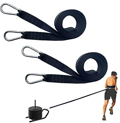 CORECISE Weight Sled Pulling Straps, 2pcs, Black, Nylon, 118 inches, Strength Speed Agility Training