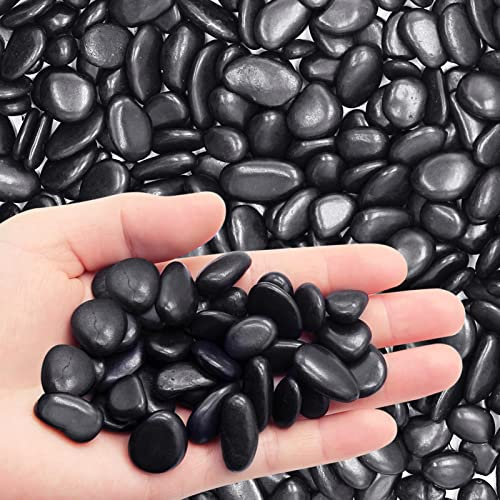 Guijarros decorativos pequeños negros de 2.2 libras, piedra de río de grava LONTOM, piedras pulidas naturales, grava de guijarros para plantas de bambú, suculentas, rellenos de jarrones, hogar