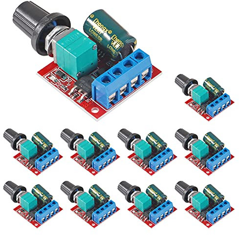 10 Stücke PWM Motor-Drehzahlsteller, DC 5V-35V 5A Einstellbarer Reversible, DC 6V 12V 24V 35V Variabler Spannungsregler Dimmer-Regler Schalten, mit LED-Anzeige und Schalterfunktion
