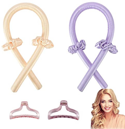 Tuofang 2stück Heatless Curls Band, Lockenwickler über Nacht, Rutschfest Stirnband Lockenwickler mit Haarnadel, Schaum Lockenstab, Wave Formers über Nacht für Langes Mittleres Haar (Lila, Gelb)