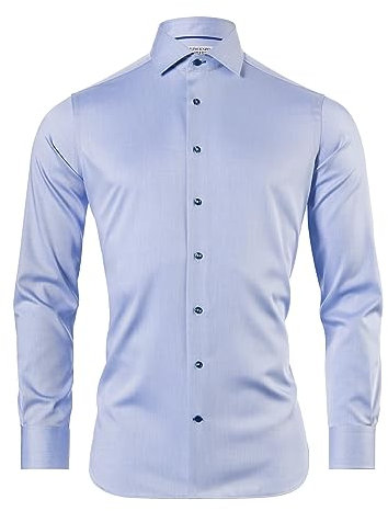 Vincenzo Boretti Camisa, Slim-fit/Ajuste Entallado, Sarga - no Necesita Plancha Azul Claro 41-42