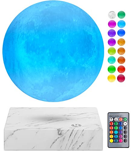 DIDWI Magnetische schwebende und sich drehende Mondlampe, schwebende 3D-Mond-Licht-Lampen, 16 Farben LED-Mond-Nachtlichter für Raumdekoration, coole Geschenke für Kinder, Eltern, Freunde