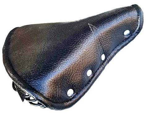 Qwertfeet Vintage Kunstleder Fahrrad Sattel Niet Sprung Fahrrad Fahrrad Sitz Kissen Schwarz für Rennrad