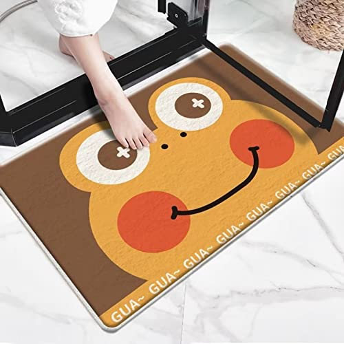 Badezimmerteppich Cartoon Frosch Badematte rutschfest,Weiche Badteppich,Badvorleger Duschvorleger,Teppich Badezimmer Waschbar,Bad Teppich Flauschig 60×90cm