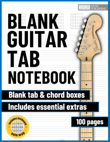 Guitar Tab notebook - blank tablature sheets with chord boxes and chord fingering charts 8.5x11: For beginners and professionals, students and ... song writing, composition and transcriptions.