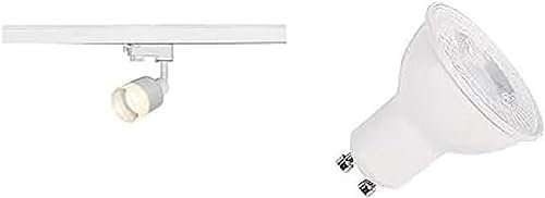 SLV PURI | LED Strahler 3-Phasen, Dreh- und schwenkbarer Schienen-Strahler, Deckenstrahler, Deckenleuchte, Schienensystem|inkl. effizientem GU10 Leuchtmittel, 3000K, Neutralweiß, inkl. 3Phasen-Adapter