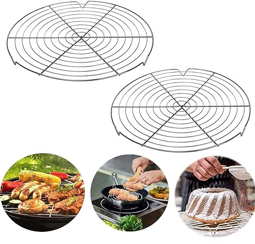 gvivej Lot de 2 grilles de Refroidissement Rondes en métal - Diamètre : 30 cm - Uniforme des pâtisseries - Convient pour Casserole, Four, friteuse