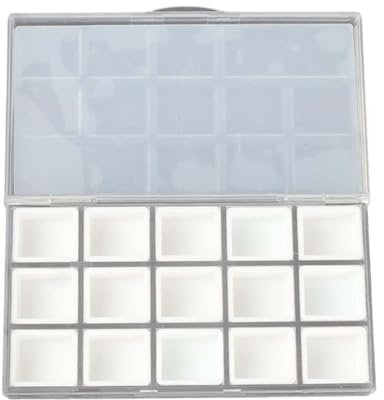 F Fityle Palette de Peinture Humide Aquarelle, Palette de Peinture de Voyage, 15 Trous, Garde la Peinture Humide, Plateau de Peinture étanche, boîte de, Blanche