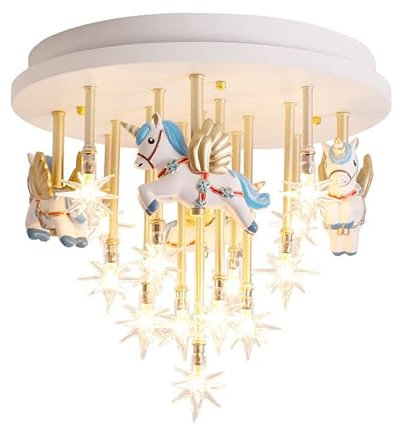 Moderne Deckenleuchte Deckenlampe Nordic Star Deckenleuchte Kronleuchter Kreative Cartoon Pegasus Led Lampe for Kinderzimmer Junge Mädchen Prinzessin Schlafzimmer Dimmbare Pendelleuchten Wohnzimmerlam