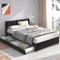 HESHU Polsterbett 160 x 200 cm mit 2 Schublade, Samt Doppelbett mit Stauraum, Bett mit Lattenrost, Kopfteil Rückenlehne, Modernes Bettgestell, Schwarz, ohne Matratze