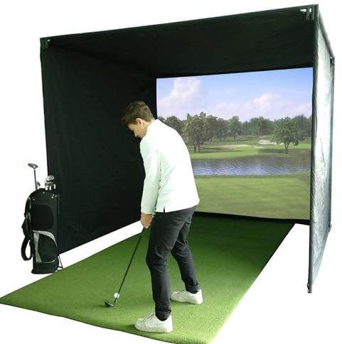 Golf Simulator Impact Screens Installed on Golf Hitting Net Frame, Golf Ball Simulator Impact Display Projection Screen Cloth for Outdoor Indoor Home Golf Training 3mx1m