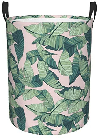 Panier à linge sale multifonction avec feuilles de palmier vert et rose