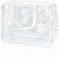 TotePrint Clear Star große Kosmetiktasche und Reisetasche mit Griff, strapazierfähiges Material, Reißverschluss-Design, ideal für Make-up, Reiseutensilien, Transparent, 11.81x5.12x8.27inch