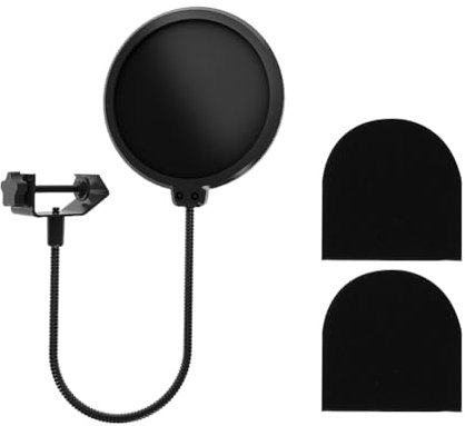 Pop Filter Microfono,Filtro Antipop Microfono,Protezione Antipop,Filtro Antipop Per Microfono,Microfono Filtro Anti Pop,Mic Dual Layer Wind Pop,Filtri Antipop Microfono,Clip a Collo D'oca a 360°