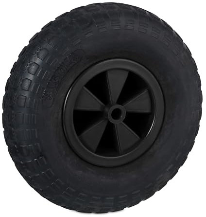 Relaxdays Roue de brouette 3.50-6, Caoutchouc, Jante en Plastique, Rechange pour Chariot, Jusqu’à 100 kg, Noir