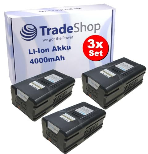 Trade-Shop 3 x batterie Li-ion pour outils compatibles avec la série Greenworks Pro 80V tels que tondeuse à gazon, tronçonneuse, taille-haie, coupe-herbe, souffleur de feuilles - remplace G80B4, 29013