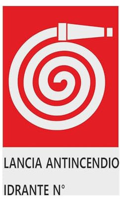 GLOBAL CARTELLO SEGNALETICO - Lancia antincendio idrante N° - Adesivo Extra Resistente, Pannello in Forex, Pannello In Alluminio (20X31 CM, Plastica)