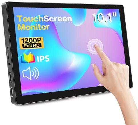 Kenowa 10.1 Portable Monitor TouchScreen Full HD 1920x1200P IPS Screen Touch Monitor with HDMI USB-C for Raspberry pi PC Computer Laptop Xbox PS4,Small External Display,Built in speakers
