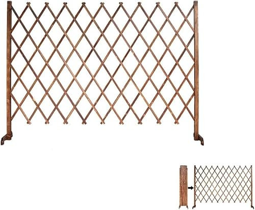 Holzzaun/Teleskopgeländer/Gartenzaun-Trennwand/Zierzaun für Balkon/Gitterdekoration/Haustierzaun/Absperrtür (H90CM)