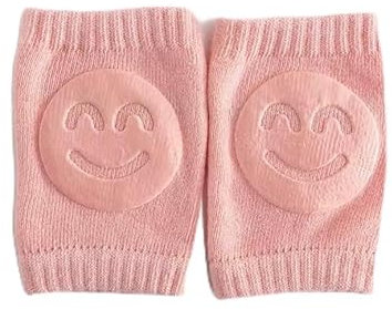 Genérico Rodilleras para gatear ajustable, 0-24 meses, 1 Unidad, algodón unisex con protector antideslizante de goma con cara sonriente, ayuda para gatear antideslizante para bebés, (1, Rosa)